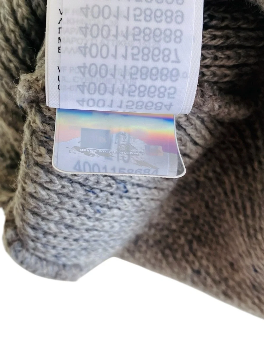 The North Face Grey Cuffed Ribbed Boxed Logo Beanie Unisex OS